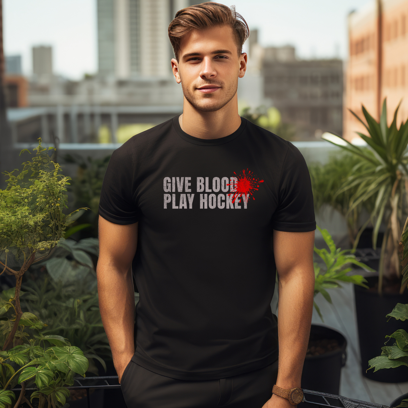 Give Blood Play Hockey T-Shirt